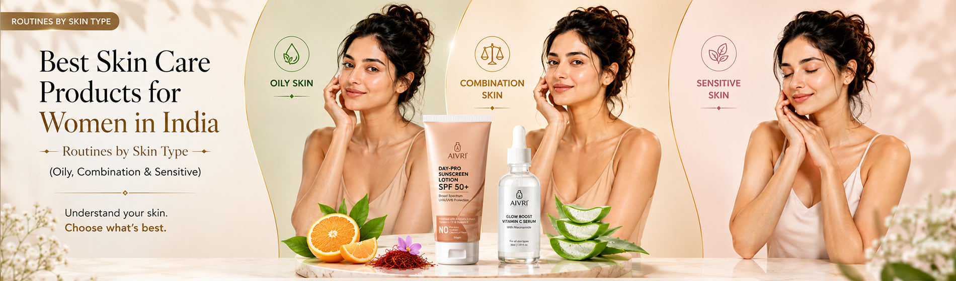 Aivri | Best Skin Care Products for Women in India: Routines by Skin Type (Oily, Combination & Sensitive)